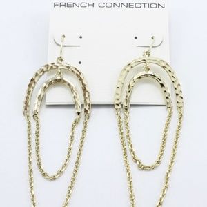 NWT French Connection Chain Orbit Earrings - Gold